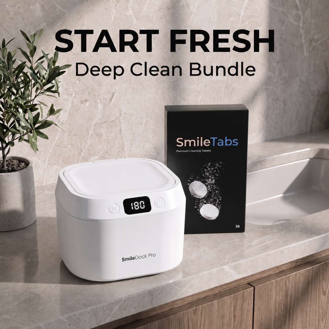 SmileDock Pro™ - Ultrasonic Cleaner for Retainers, Aligners, Dentures & more
