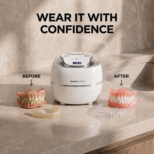 SmileDock Pro™ - Ultrasonic Cleaner for Retainers, Aligners, Dentures & more