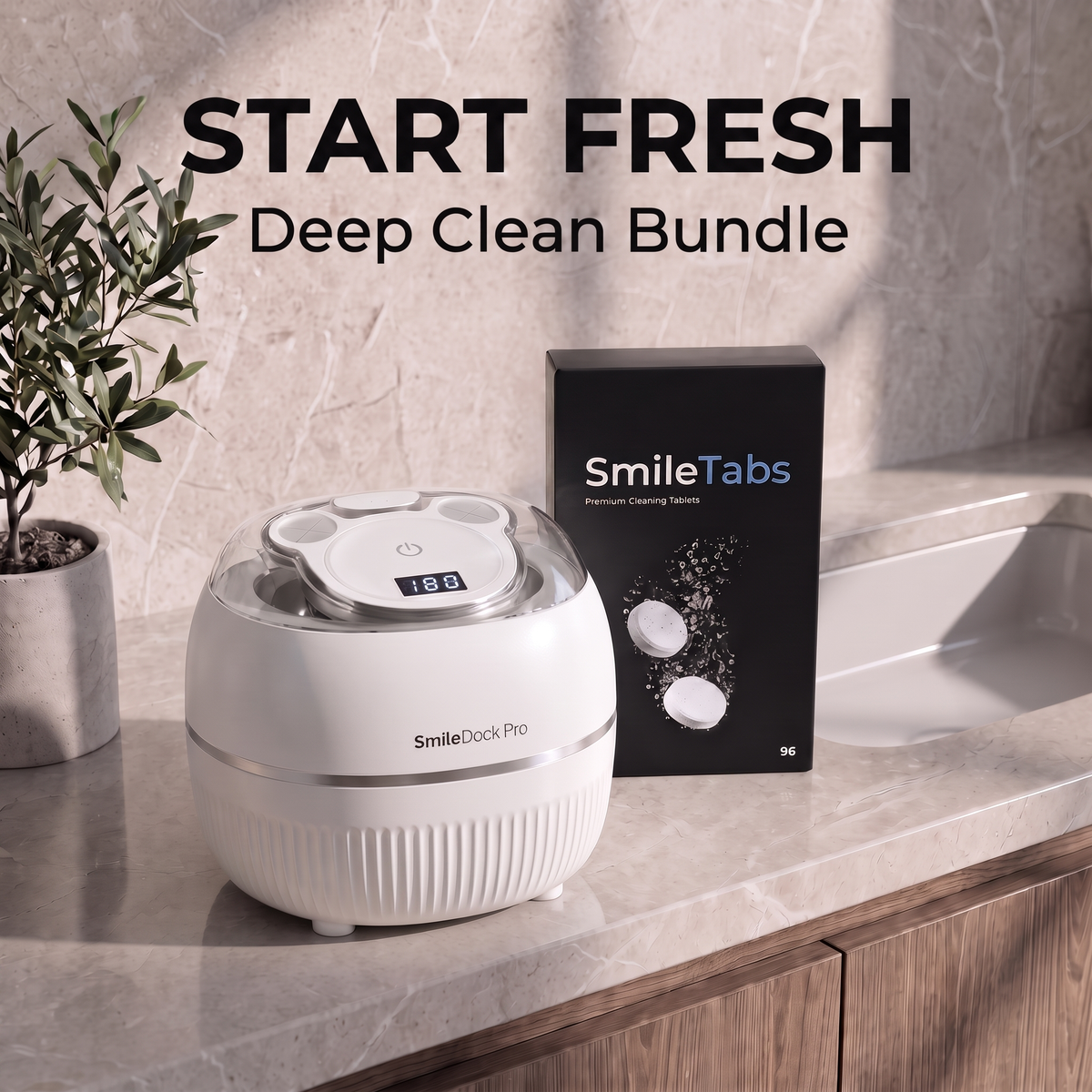 SmileDock Pro™ - Ultrasonic Cleaner for Retainers, Aligners, Dentures & more