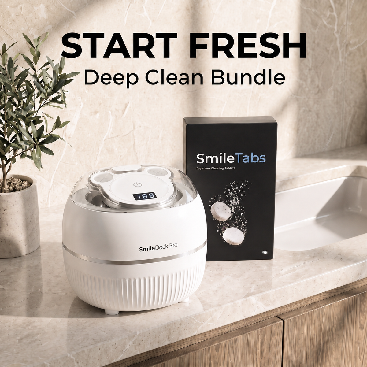 SmileDock Pro™ - Ultrasonic Cleaner for Retainers, Aligners, Dentures & more