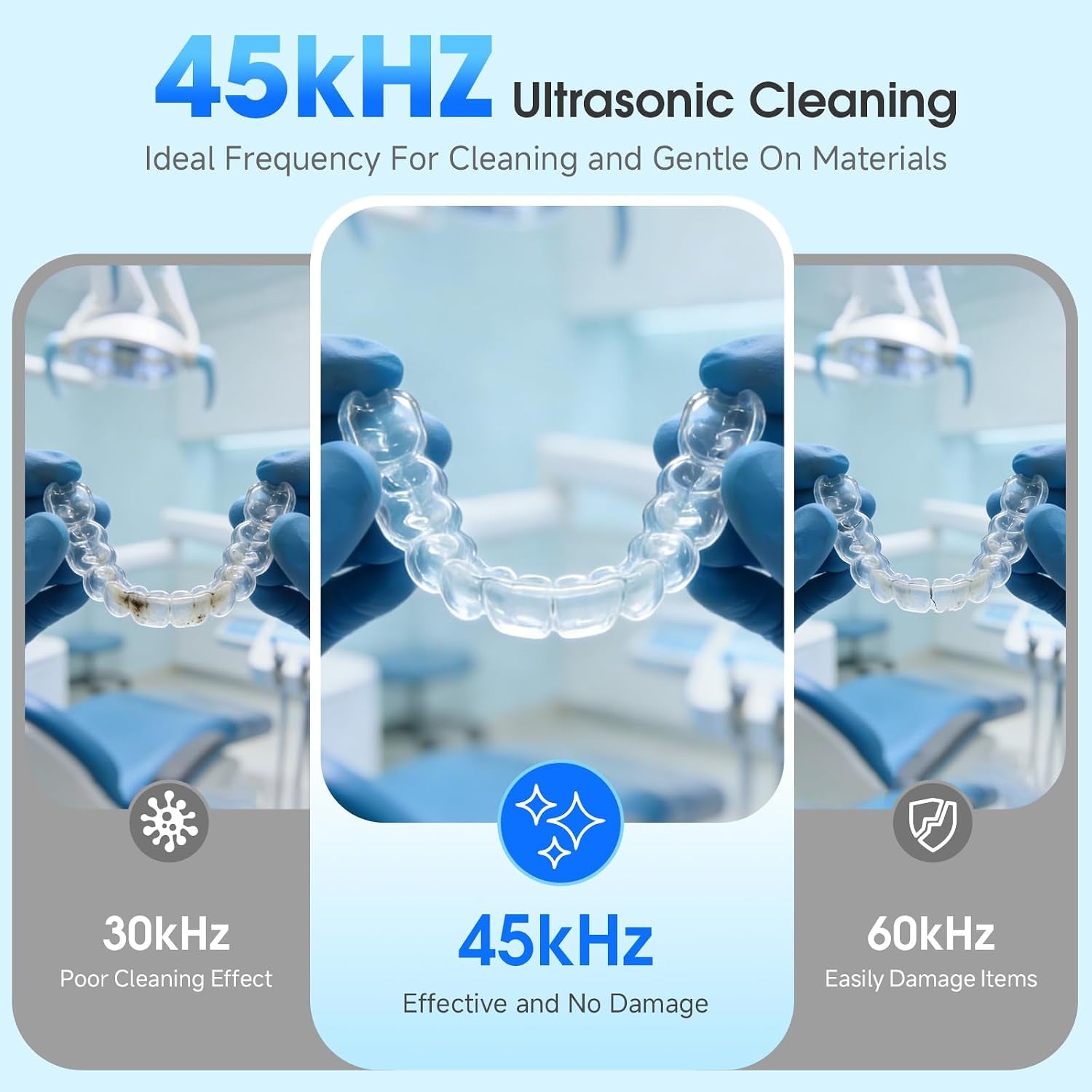 Ultrasonic Retainer Cleaner Machine, 45Khz Retainer Cleaner Machine with Digital Timer & 4 Modes, 200ML Portable Dental Cleaning Pod for Aligners, Dentures, Night Guards, Braces, Jewelry (White)